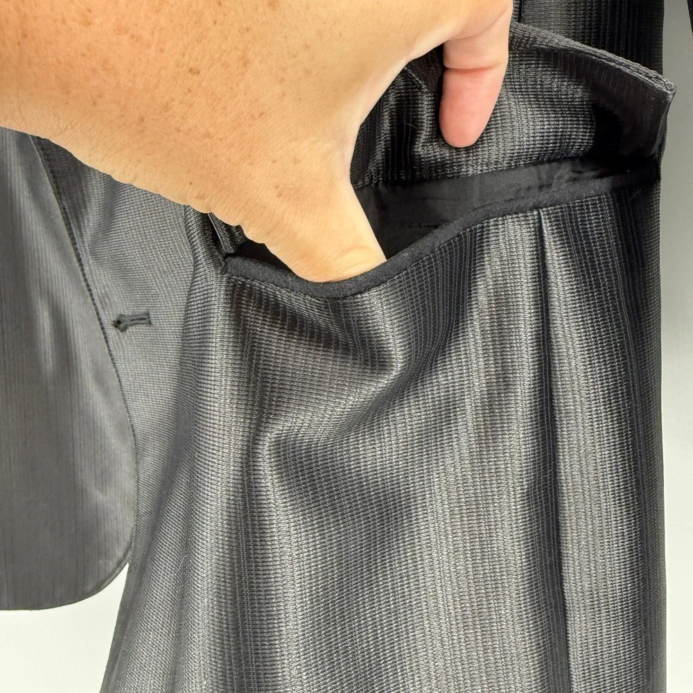Circle S Texas Western Blazer Men 46L Black Textured Contrast‎ Yoke Sport Coat